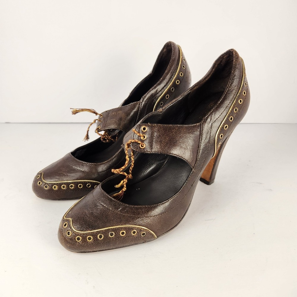 Saks Fifth Avenue Trishas Women's Mary Jane‎ Brown Heel Pumps Size 6M